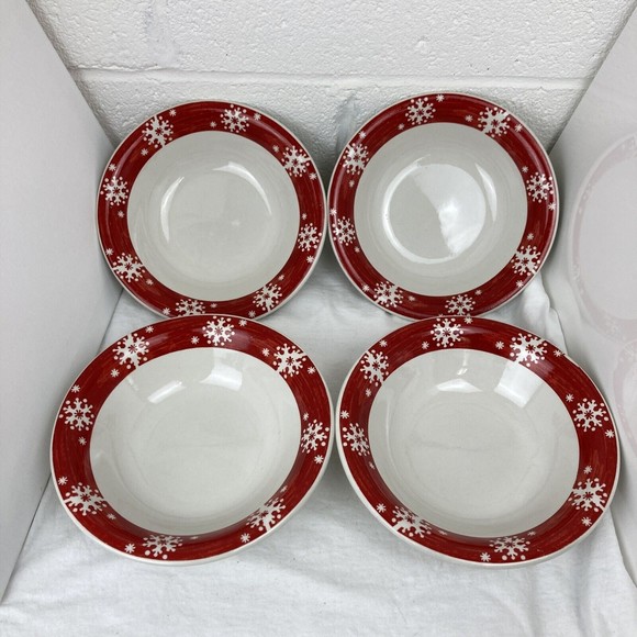 Royal Norfolk Salad Plates Red Snowflake Christmas 8 1/2" Holiday 1Pc - Picture 6 of 6